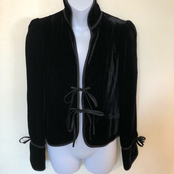 Banana Republic Jackets & Blazers - Banana Republic Black Velvet Silk Blend Mandarin Tie Up Blazer
